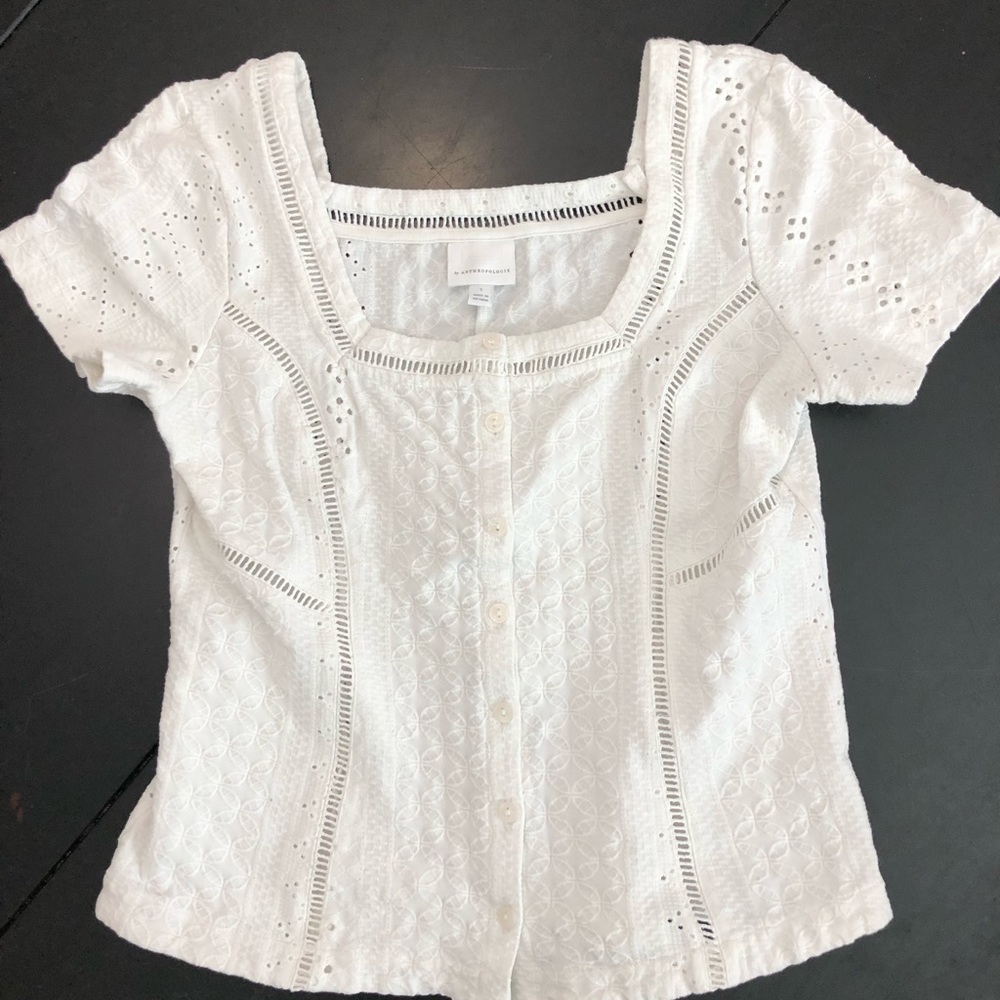 Anthropologie Aurora eyelet top size small